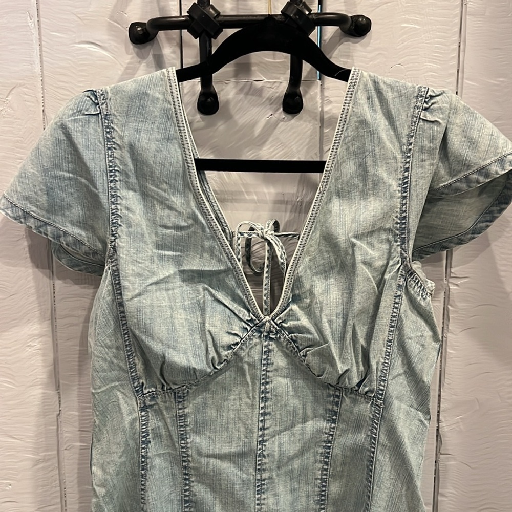 We The Free Light Blue Denim Romper Size M NWT - Picture 2 of 10